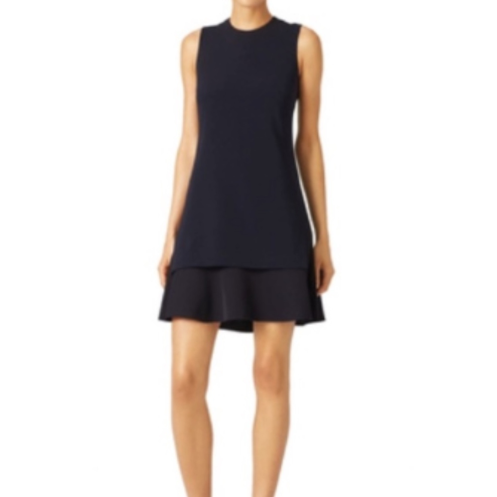 Theory Navy Malkan Winslow Black Layer Crepe Dress